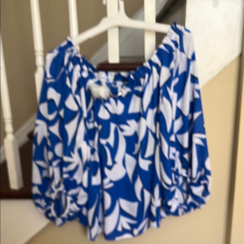 Brand new Joseph ribkoff Blue and White Off-Shoulder Blouse
